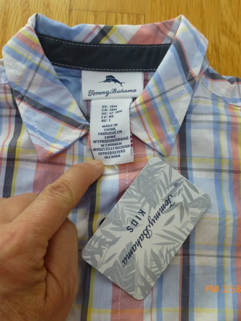 TOMMY BAHAMA 100% Cotton Boys 18M months Plaid Button Short sleeve shirt